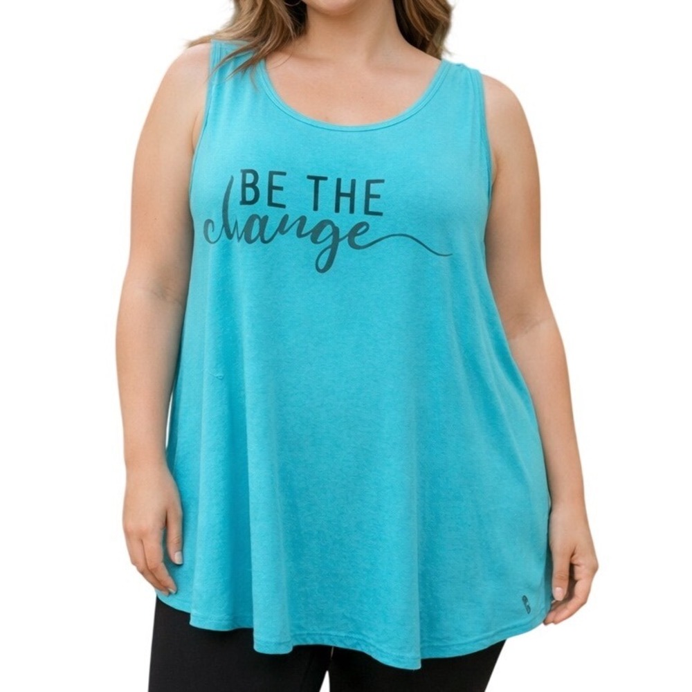Livi Active Women's Be The Change Sleeveless Tunic Swing Pullover Tank Top Sz 18